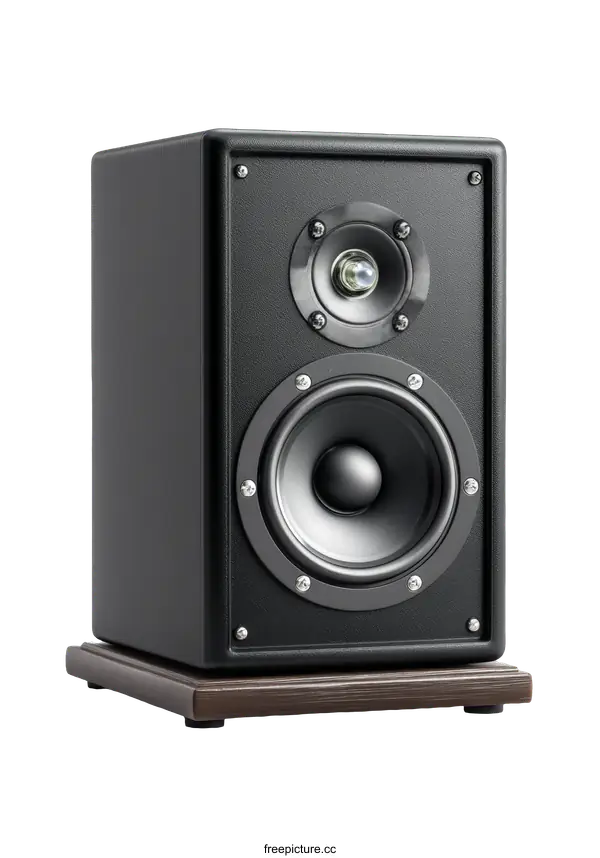 [Transparent Background PNG]Modern Black Speaker with Wooden Base