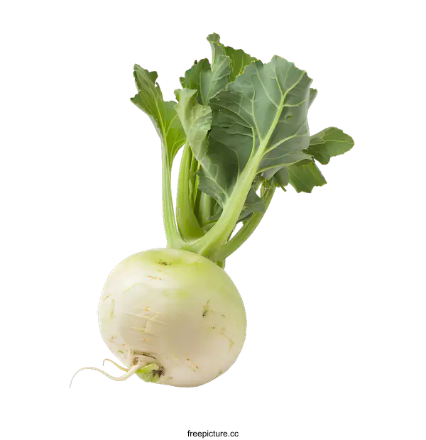 [Transparent Background PNG]Fresh Green Turnip with Leaves Isolated on White Background