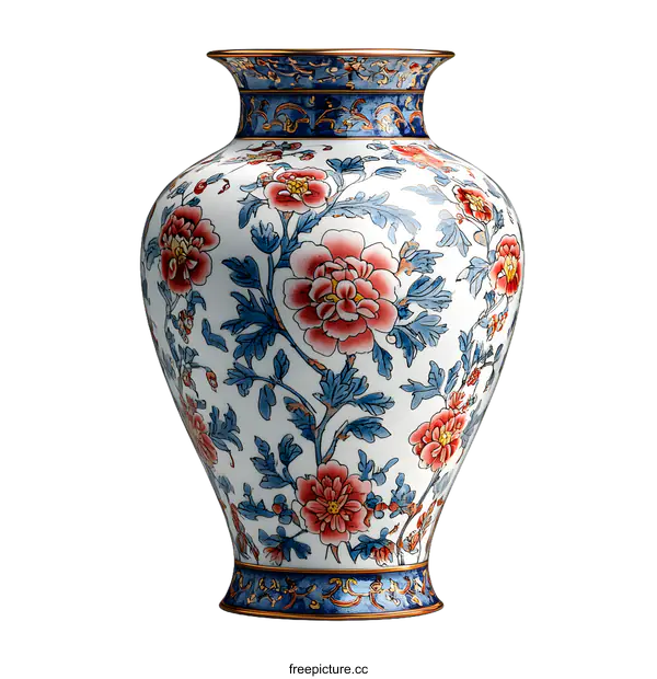 [Transparent Background PNG]Chinese Porcelain Vase with Floral Design