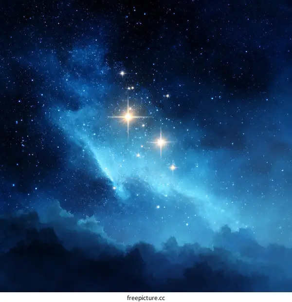 Starry Night Sky Over Misty Forest