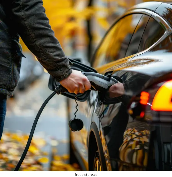 Man Plugs In His Electric Car To Charge