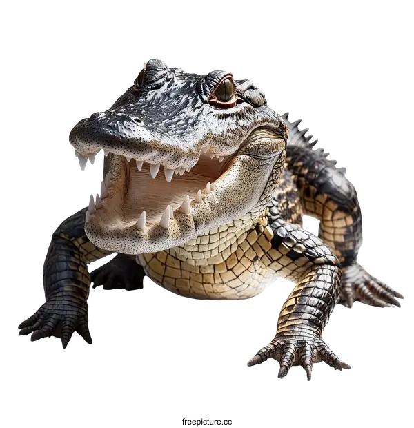 [Transparent Background PNG]Close-up of a Baby Alligator with Open Jaws