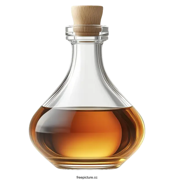 [Transparent Background PNG]Glass Decanter with Wooden Stopper