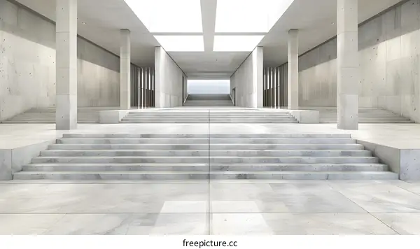 Modern Concrete Hallway with Stairway