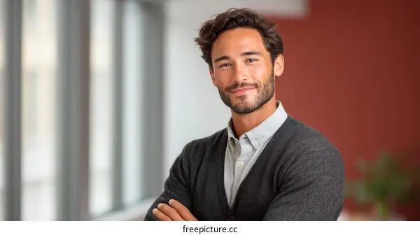 Confident Businessman in Office Setting