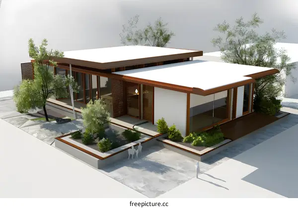 Modern Minimalist House Design with White Walls and Wooden Accents