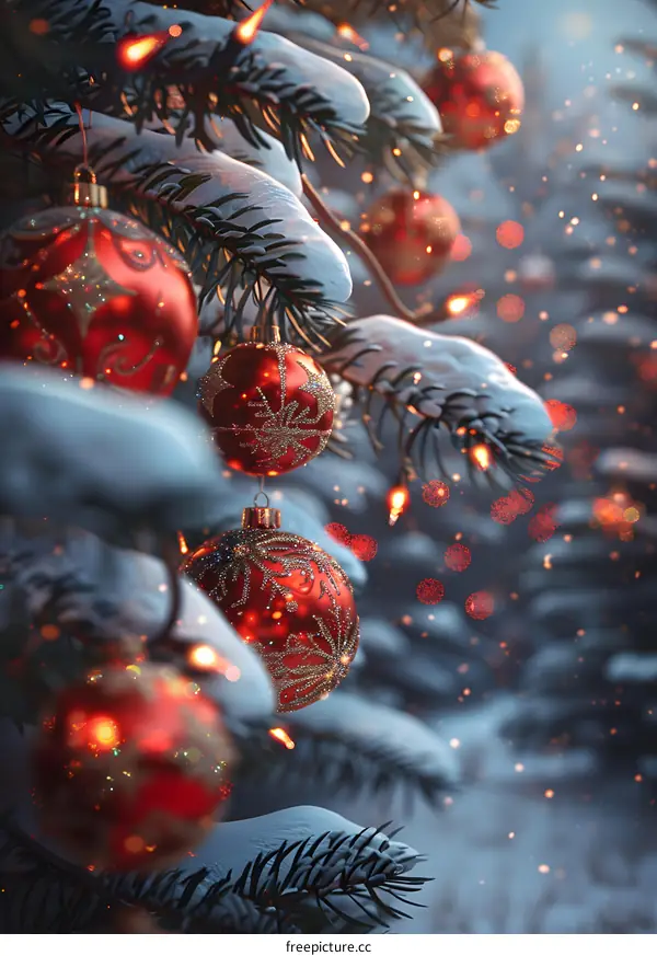 Christmas Tree with Red Ornaments