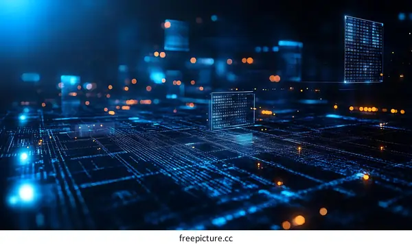 Abstract Digital Network Cityscape