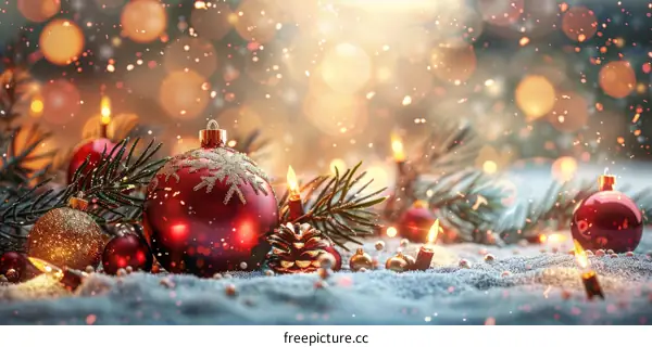 Christmas Ornaments and Pine Cones Composition