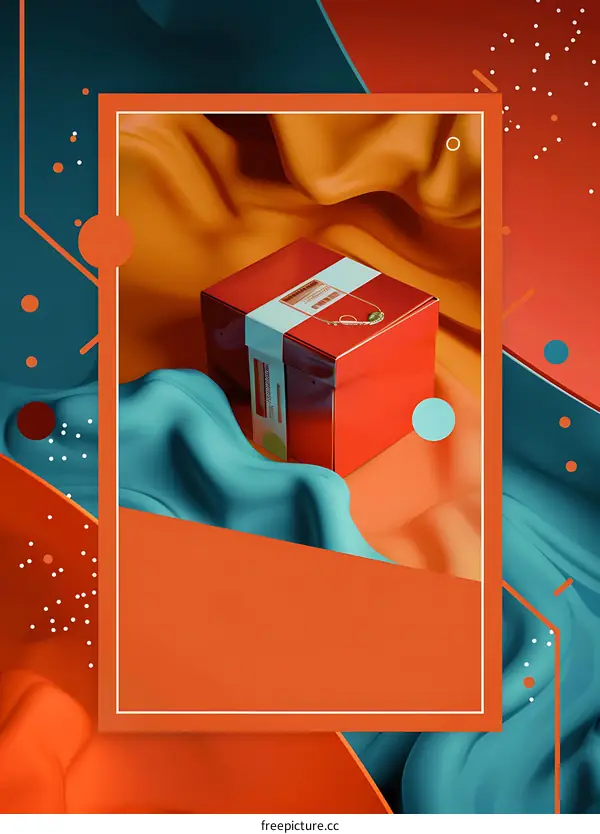 Red Box on Abstract Background