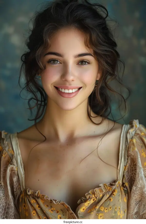 Beautiful Woman Portrait in Vintage Style