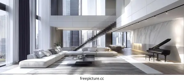 Modern High-Rise Penthouse Living Room Design