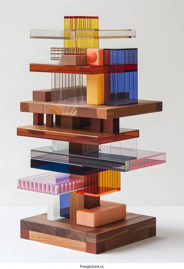 Still life of geometric shapes made of different materials