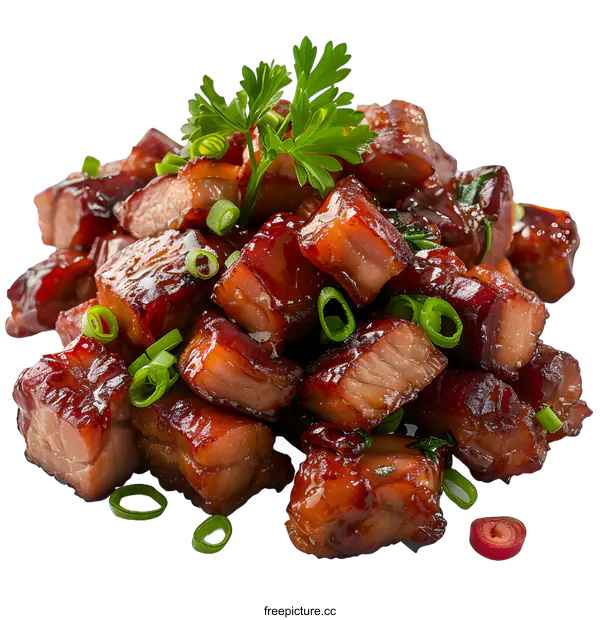 [Transparent Background PNG]Delicious Char Siu Bites on a White Background