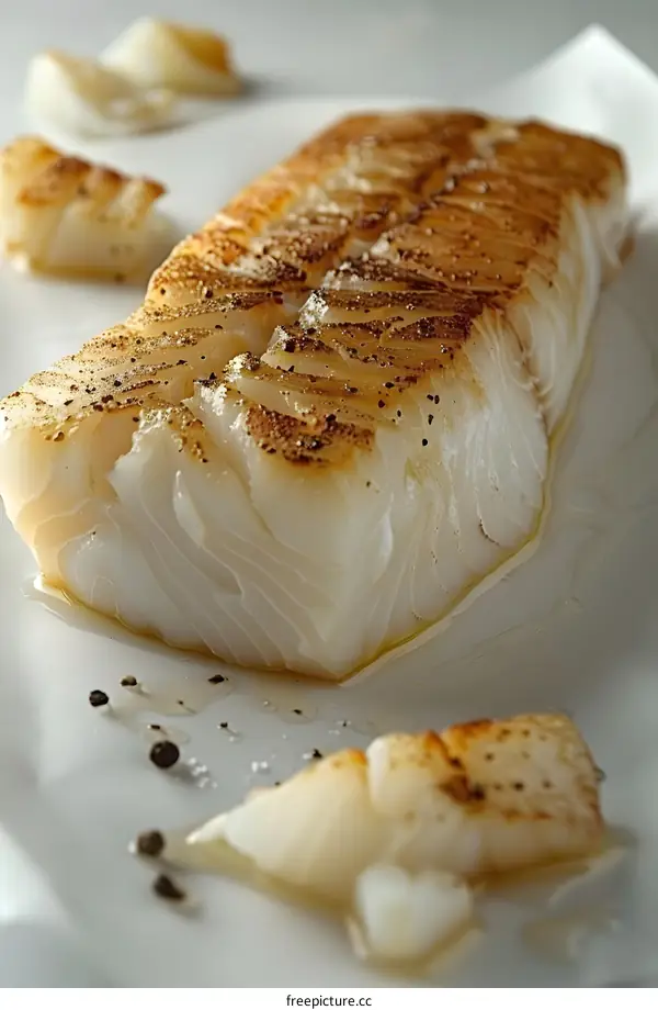 Fried fish fillet with lemon and pepper