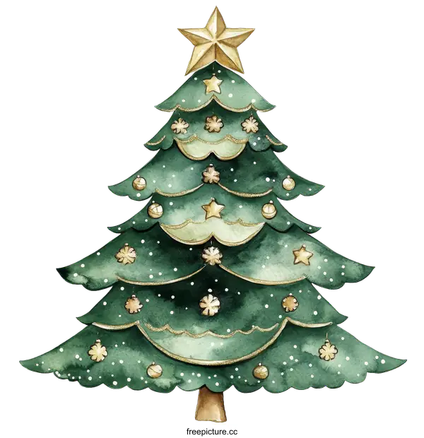 [Transparent Background PNG]Watercolor Christmas Tree Illustration