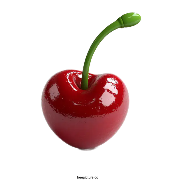 [Transparent Background PNG]A Single Vibrant Glossy Cherry