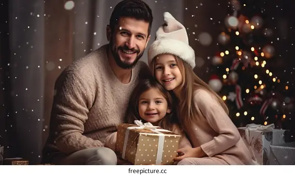 Happy family celebrating Christmas