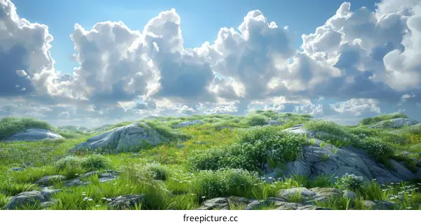 Beautiful Sunny Landscape Meadow