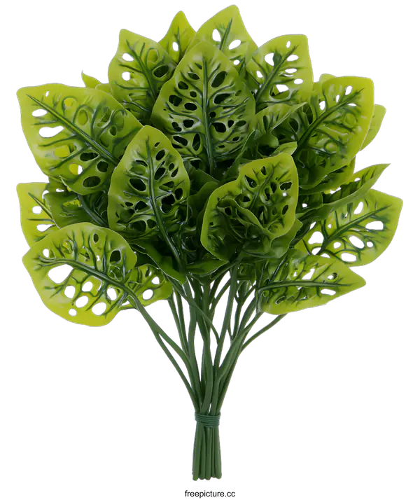 [Transparent Background PNG]Green Artificial Swiss Cheese Plant Leaves