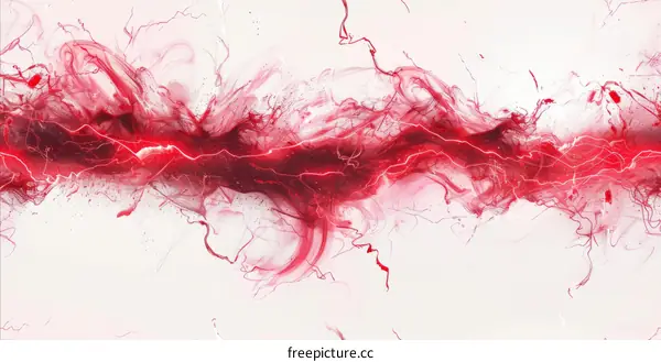 Abstract Red and White Painting: Energy and Passion