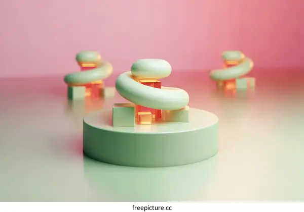 Abstract Geometric Shapes on Pastel Pedestals