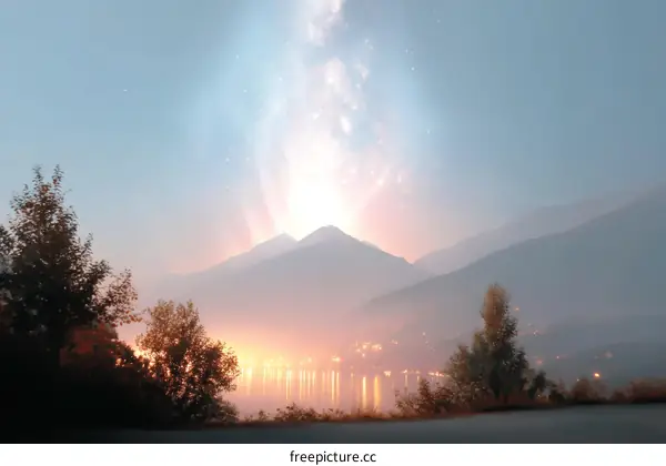 Mystical Sunrise Over Mountain Lake Landscape