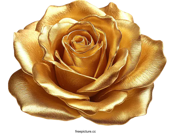 [Transparent Background PNG]Golden Rose Close-up Illustration