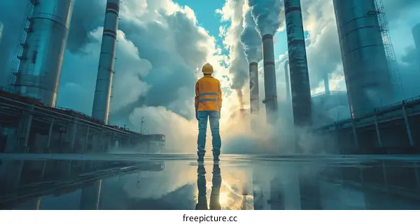 Industrial Worker Facing Pollution