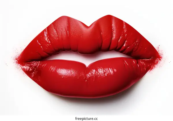 Close-up image of red glossy lips
