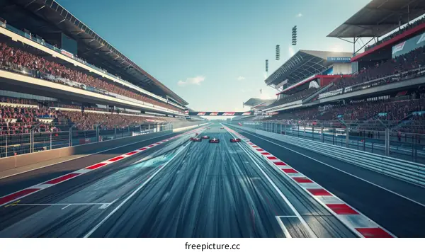 Formula One cars racing on a track