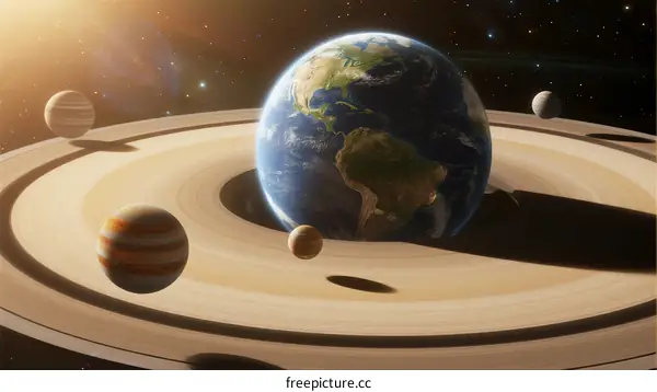 Earth and Planets in Orbit with Saturn-like Rings