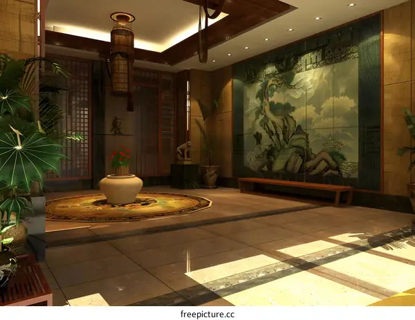 Modern Asian Style Interior Design With Wooden Floor