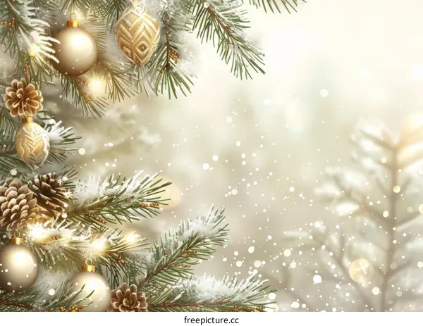 Christmas Tree With Ornaments And Pine Cones