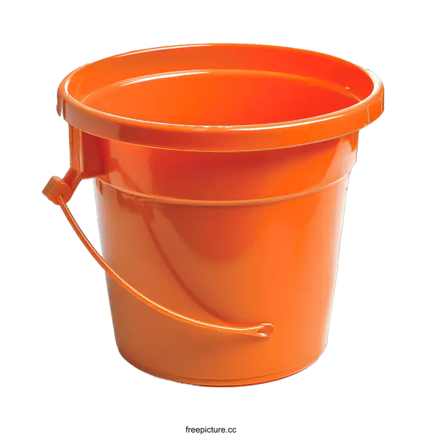 [Transparent Background PNG]Orange Plastic Bucket With Handle