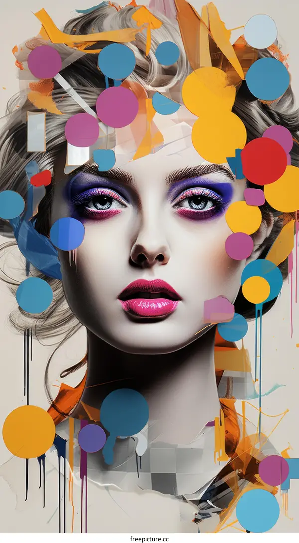 Colorful portrait of a woman with circles