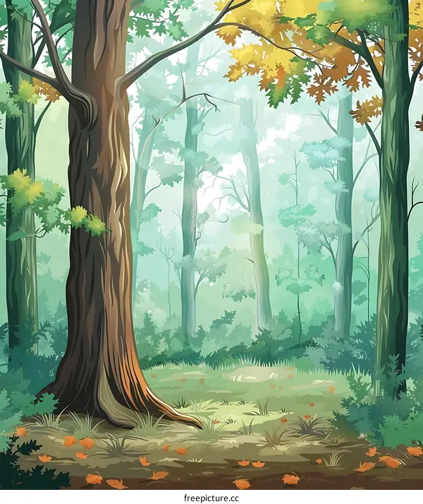 Green Forest Landscape With Sun Rays