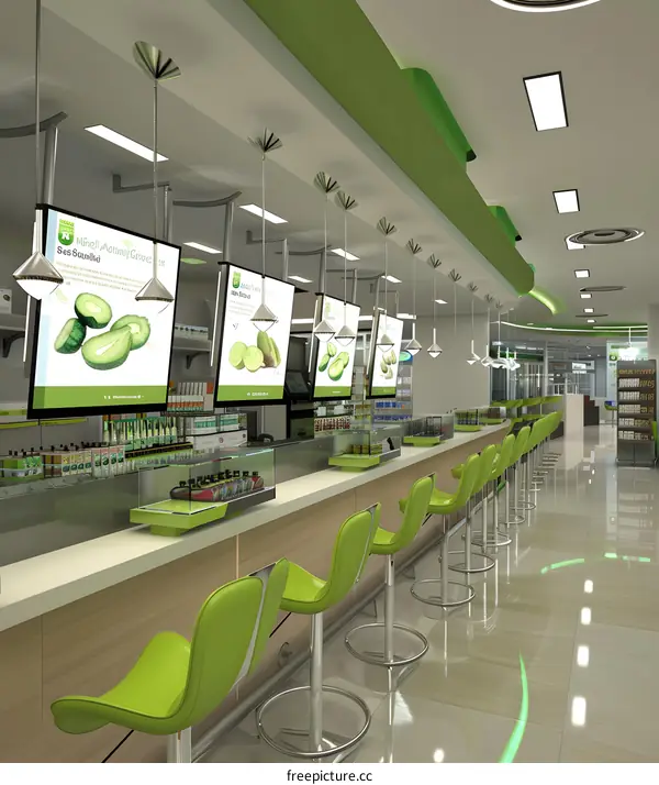 Modern Interior Design Green Bar Counter With Stools