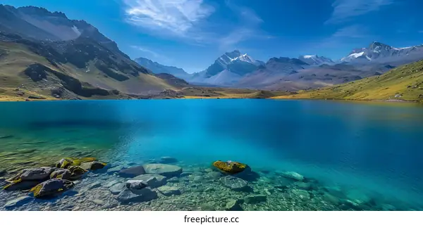 Serene Turquoise Lake amidst Majestic Mountains