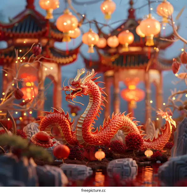 Dragon Dance Celebrating the Spring Festival