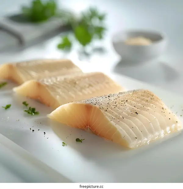 Fresh White Fish Fillets with Black Pepper