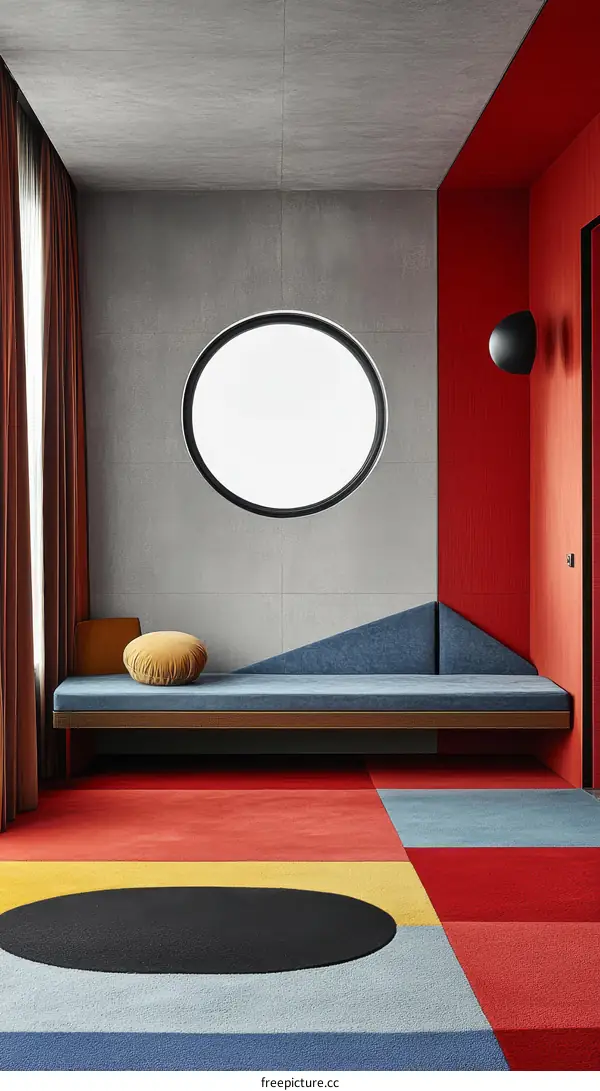 Colorful Modern Interior Design with Circular Window