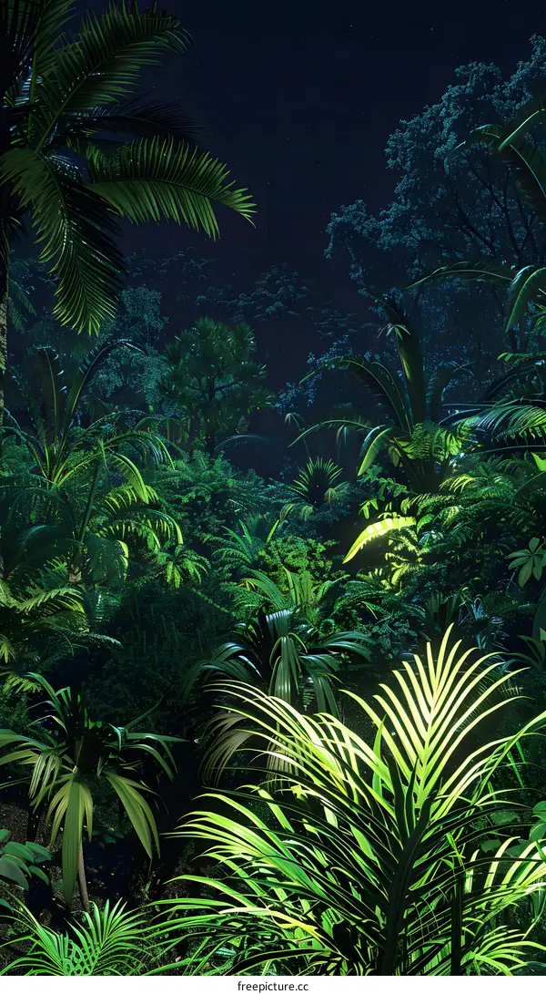 Jungle Night Tropical Plants Dark Green