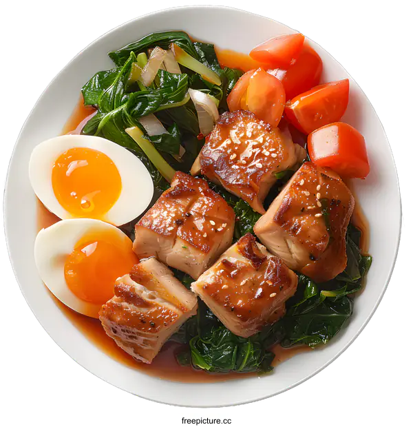 [Transparent Background PNG]Closeup of a Plate of Japanese Food