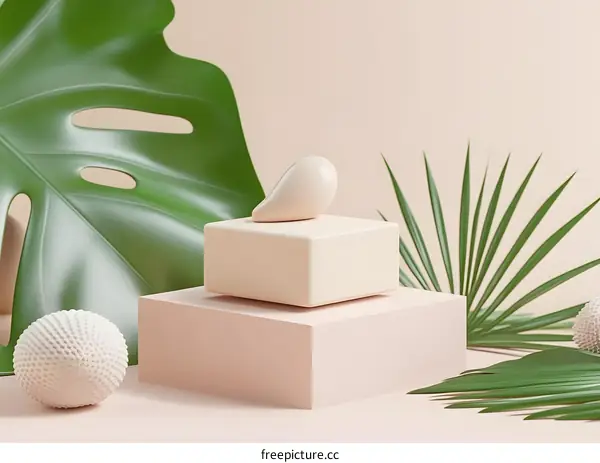 Tropical Minimalist 3D Rendered Product Display