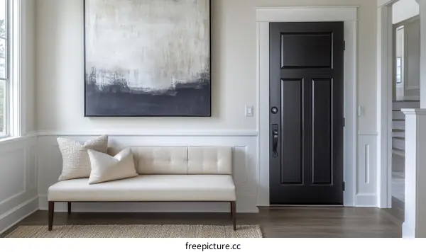 Modern Entryway Interior Design with Abstract Art