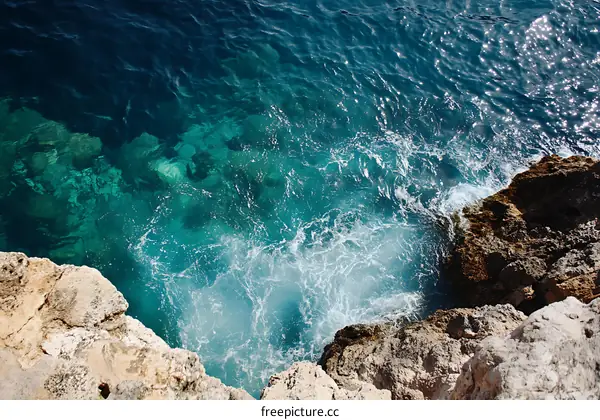 Clear Blue Water Ocean Cliff