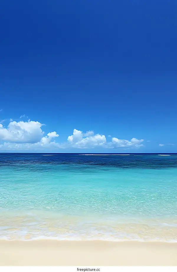 Beautiful Turquoise Water and White Sand Beach Under a Clear Blue Sky