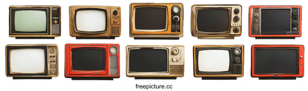 [Transparent Background PNG]Vintage Televisions Collection Retro Style