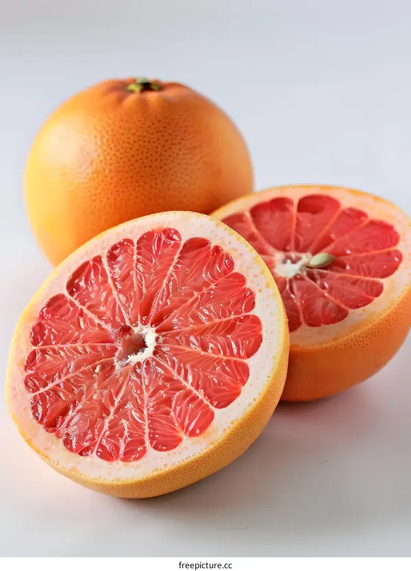 Closeup of Fresh Pink Grapefruit Slices
